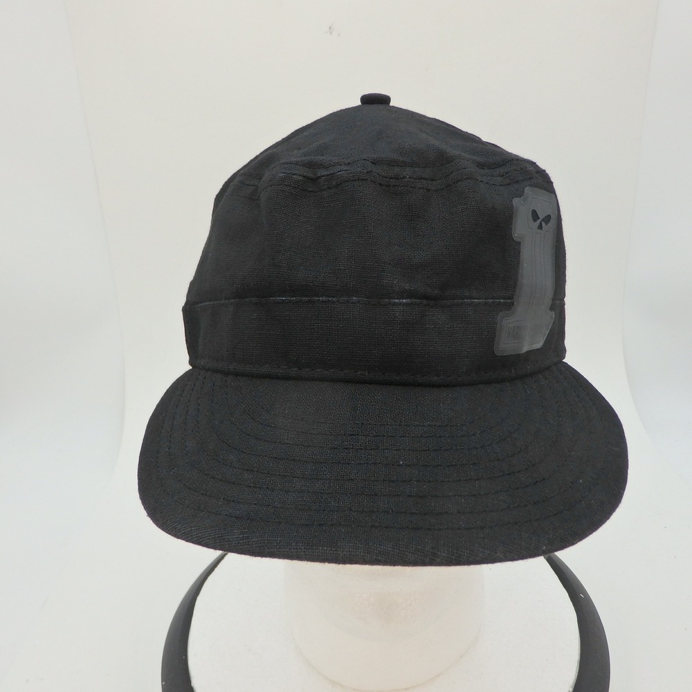 Harley Davidson Mens Black 5 Panel Military Style Cap Hat Skull 1 Logo LARGE